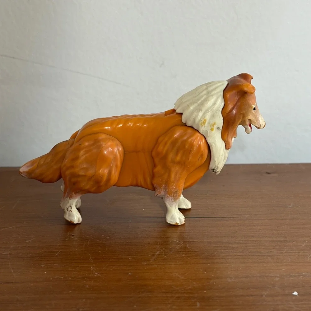 Vintage Fisher Price Adventure Series Collie Dog Action Figure Orange 1970s